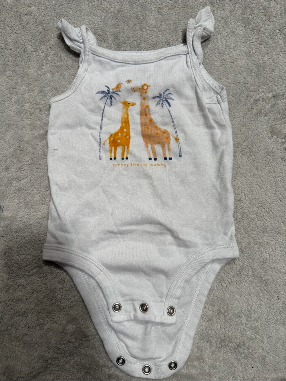 Carter's White Baby One-Piece Bodysuit with Orange Giraffe Print